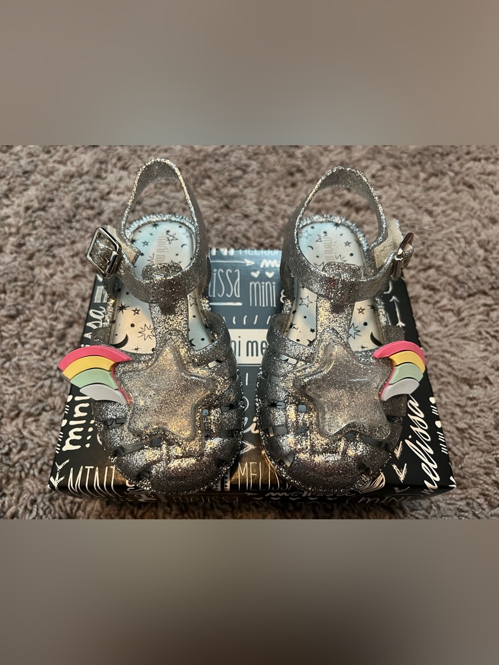 Mini Melissa Silver Glitter with Star Sandal - Size  7